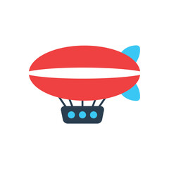 Blimp dirigible airship vector icon. Flat design illustration of vintage zeppelin transport vehicle isolated on white background © Mubeen