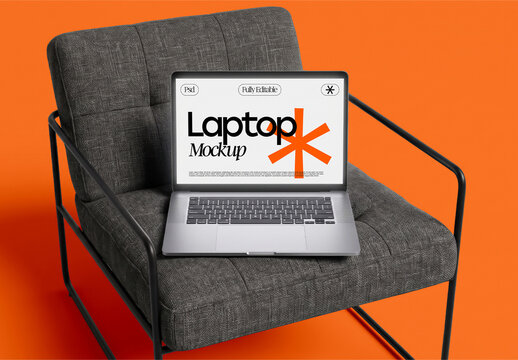 Laptop on Armchair Mockup