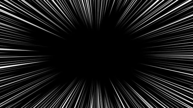 Anime Focus Speed Lines Overlay on Black Background, Seamless Loop