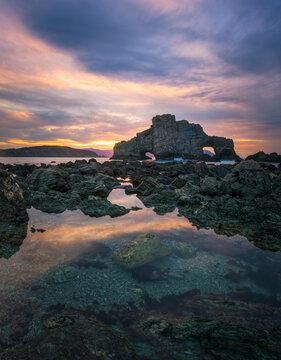 An outlandish rock formation known as O Carro on the coast of Loiba