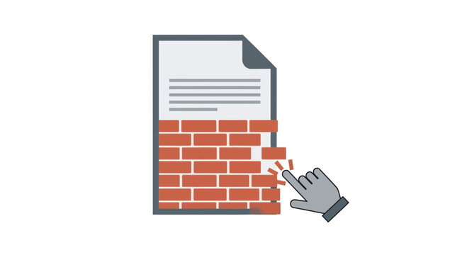 Paywall Concept Illustration: Breaking Through Digital Barriers to Access Restricted Content and Information