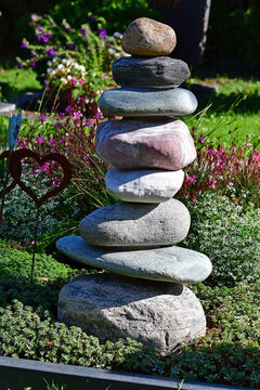 Zen stone pyramid on a grave