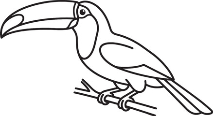 Obraz premium Minimalist line art illustration of a full body toucan perched