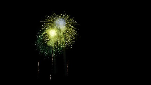 Comoros Flag Color Fireworks Right Copy Space 3D Animation