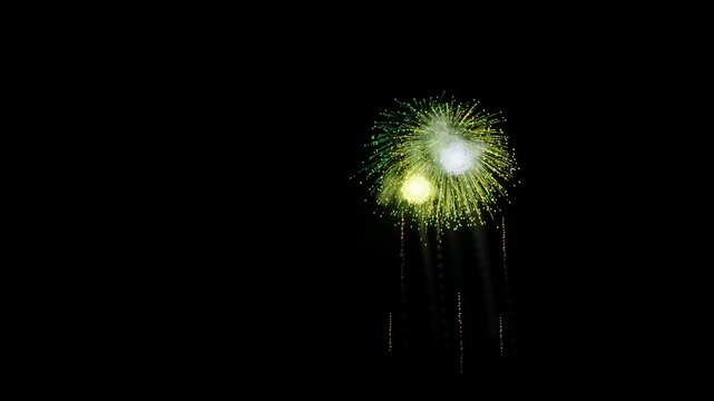 Comoros Flag Color Fireworks Left Copy Space 3D Animation