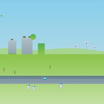 Future City Transforms into Sustainable Green Oasis: Animated Vector Motion Graphics for Environmental Progress. premium
