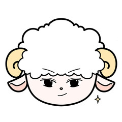 Cute fluffy sheep cartoon face © illustATAM