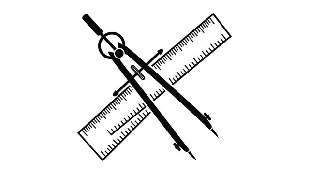 Drawing compass and ruler mathematical geometry tools icon with mathematics icon