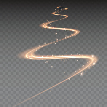Golden glowing light road with sparkling particles leading into distance for success, journey and future concept	
