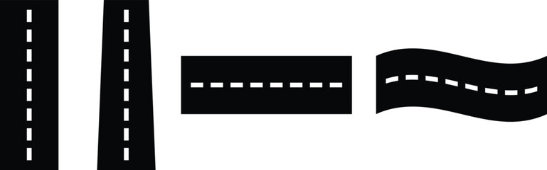 Fototapeta premium White Dashed Road Lane Marking on Black Background