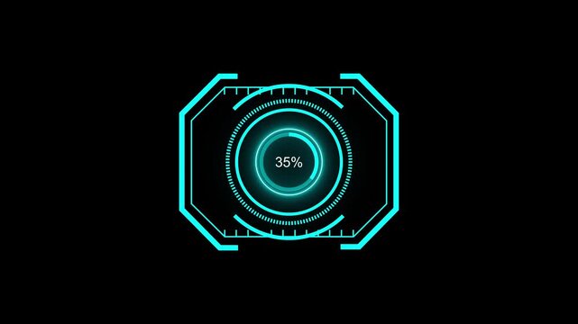 Animated neon modern loading gauge symbol, motion graphics animation video of 4k..