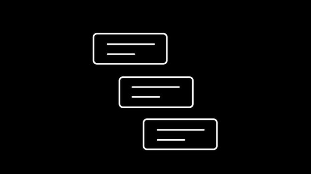 Waterfall methodology outline animation. Step by step guidance animated icon. Sequential project management approach. Continuous process. Flat line motion graphic loop on transparent background ,4k