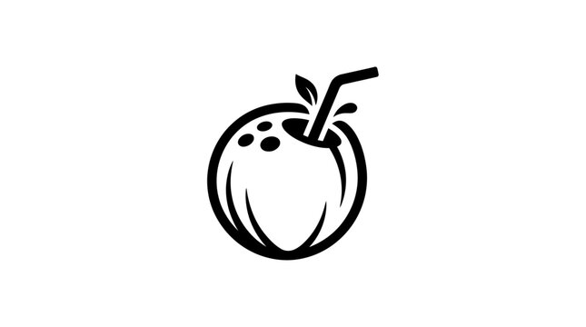 Coconut drink logo icon, tropical beverage, healthy refreshment, isolated on white background