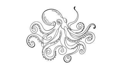 Continuous one single minimal line drawing of a octopus © vector