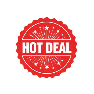 Hot deal badge with red stamp style