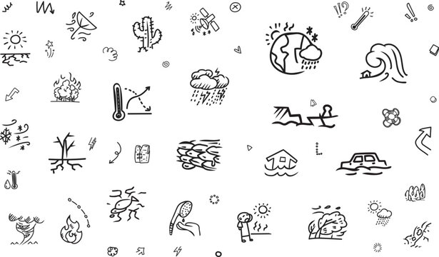 Minimal climate change doodle background with clean copy space