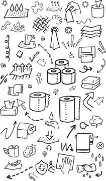 Bathroom tissue paper and sanitary hygiene vertical doodle pattern