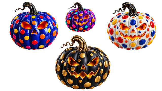 Glowing Polka Dot Halloween Jack-o'-Lanterns Set