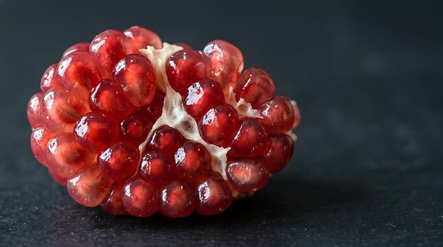 Pomegranate seeds arils glistening red with juicy texture detail.