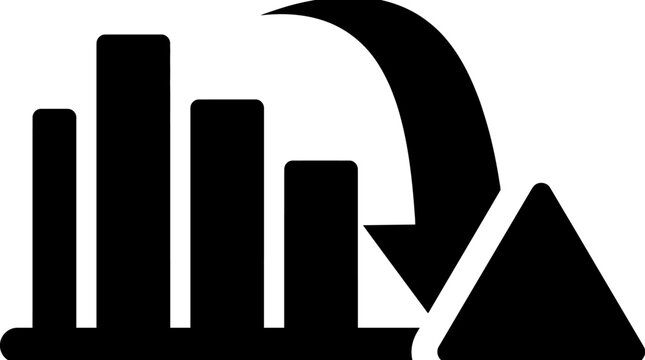 A black and white bar chart icon showing a downward trend with an arrow.