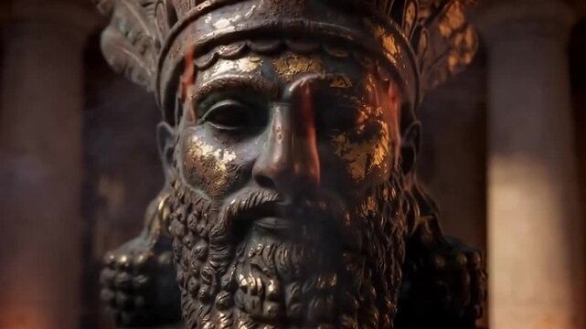 Torchlight Illuminates Ancient Statue of Dagon
