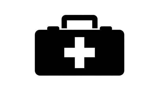 Black first aid kit icon isolated on a transparent background