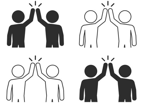 Set of high five icon vectors showing success and friendship concepts