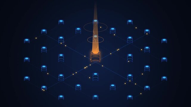 Digital network data transfer visualization blockchain technology futuristic internet connection gra