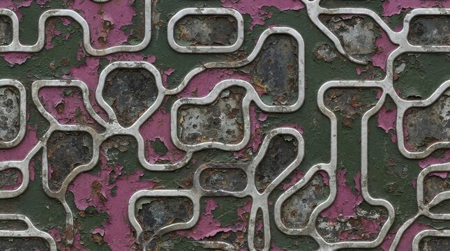 Seamless distressed metal texture with rust and peeling paint