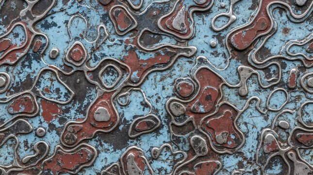 Abstract weathered metal surface with organic patterns