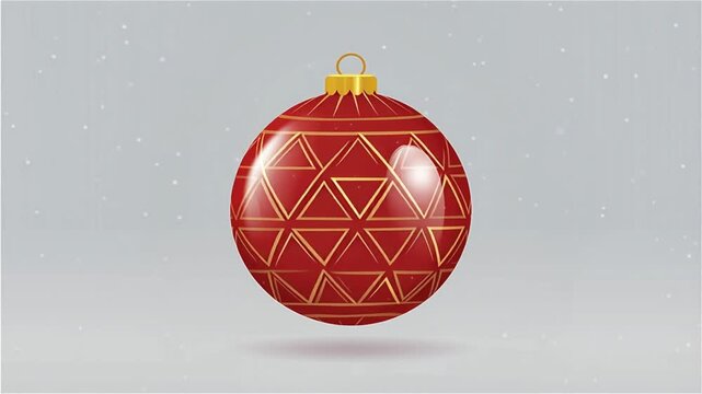Elegant geometric patterned christmas ornament with gold accents on white snowy background for holiday marketing