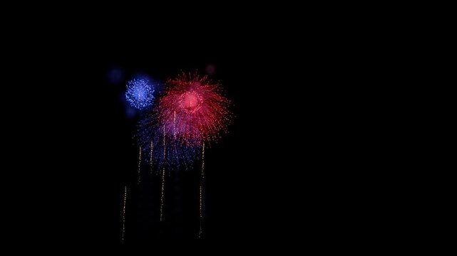 Cuba Flag Color Fireworks Right Copy Space 3D Animation