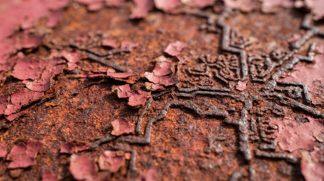 Close up texture of severely decayed flaking rust on metal