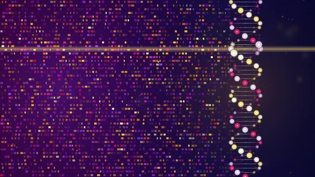 Dna double helix abstract data concept background, genetic code and biotechnology graphics