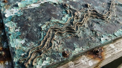 Fototapeta premium Surface with heavy patina from ocean exposure detailed texture