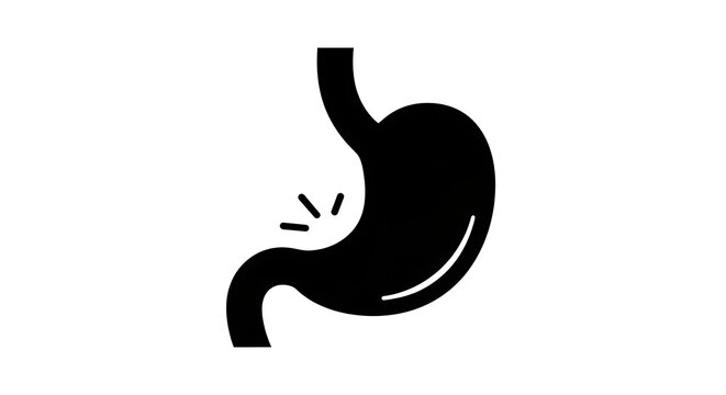 Black stomach icon representing digestive pain on transparent background