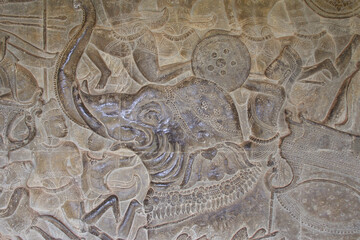 Obraz premium ruined khmer hindu and buddhist temple (angkor wat) in angkor in siem reap in cambodia 