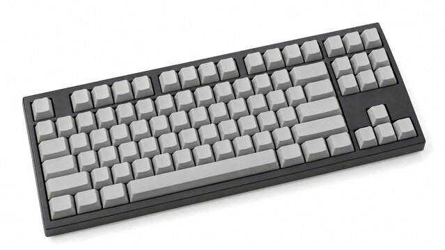 Mechanical keyboard with blank keycaps isolated on white background