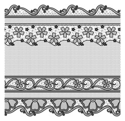 Lace seamless horizontal border. Vintage black ornament © ONYXprj