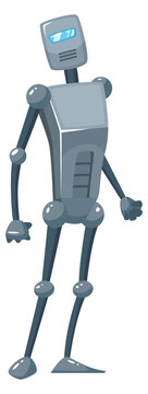 Mechanical android. Cartoon futuristic robot. Science mascot