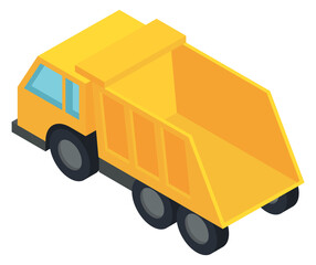 Heavy dump truck back view isometric icon © ONYXprj