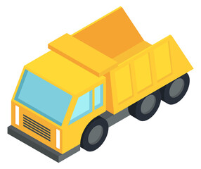 Dump truck isometric icon. Heavy construction transport © ONYXprj