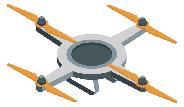 Drone isometric icon. Flying quadcopter with four propellers