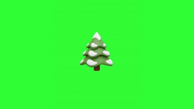 Green screen animation of a spinning fir tree.