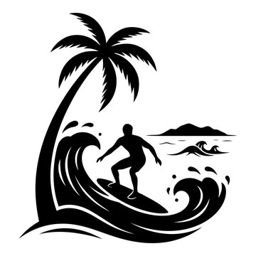 Tropical Surfing Scene