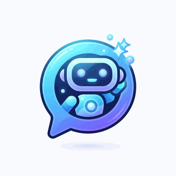 AI Assistant icon with friendly robot character in a speech bubble  