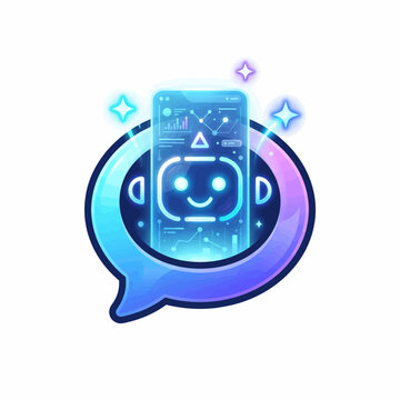 AI assistant symbol with smartphone in a colorful chat bubble  