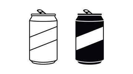 Naklejka na ściany i meble Soda can icon set in outline and solid vector illustration