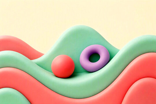 Colorful 3d illustration of soft serve ice cream with donut and cherry on top vibrant dessert design for food blog or restaurant marketing