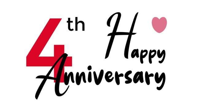 Happy 4th anniversary with red numbers and a spinning heart.